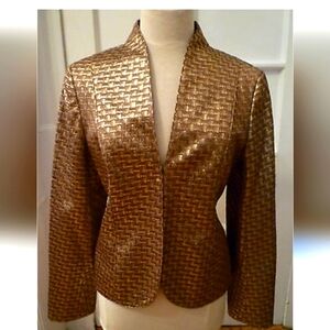 Lafayeyte 148 New York Elegant Gold Jacket Silk Blend Size Medium